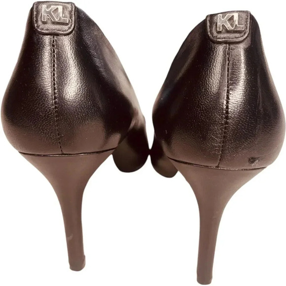 Karl Lagerfeld Paris Royale Smooth Leather Heeled Pumps - Picture 4 of 12